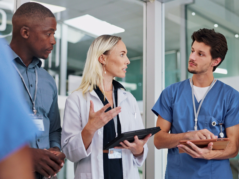 Doctors,,Group,And,Meeting,On,Tablet,For,Medical,Planning,,Advice